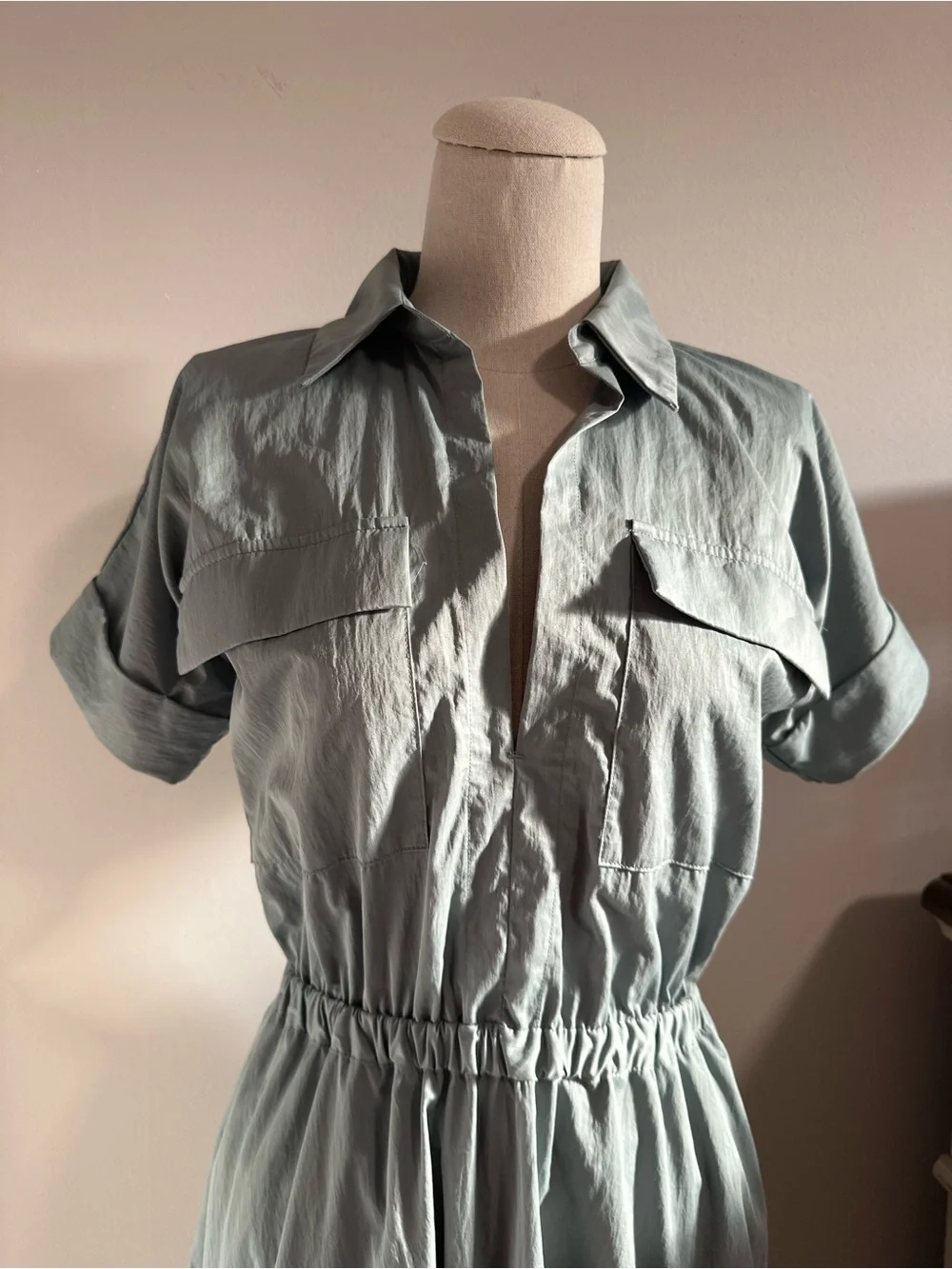 Abercrombie & Fitch Sage Green Utility Maxi Dress